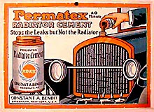 Пояснительная этикетка Permatex® Radiator Cement Приблизительно, 1920-е годы. 